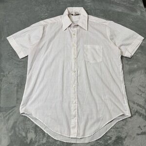 VTG 80s Striped Mens Short Sleeve Button Shirt ROZINI Size L 22.5x29